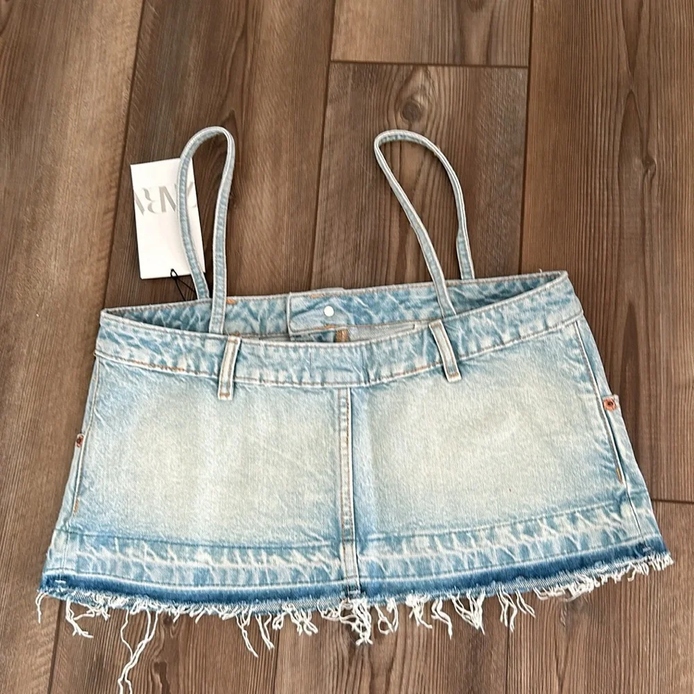 Zara Denim Crop Top #18 - Picture 4 of 5